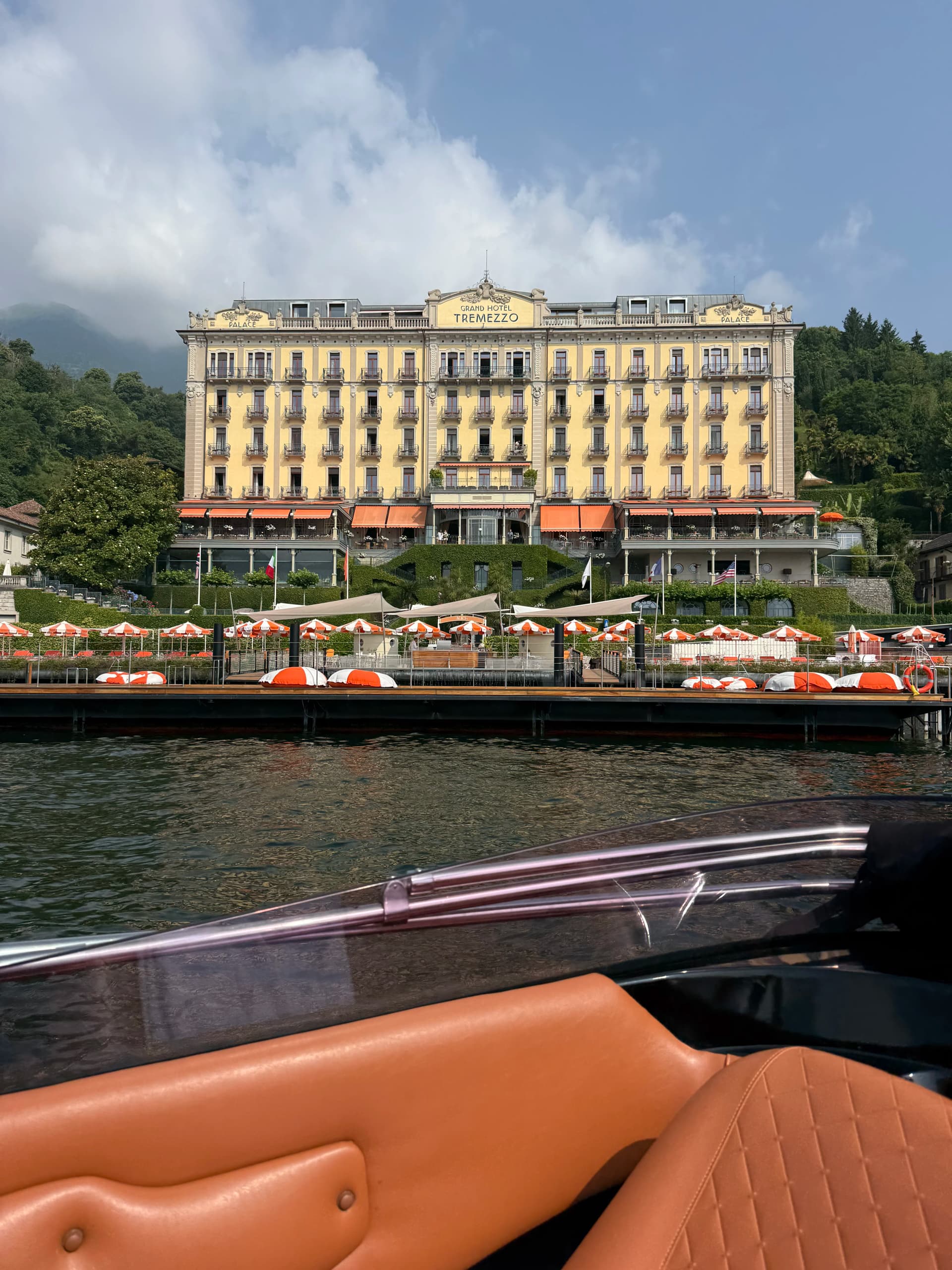 Grand Hotel Tremezzo seen from the boat on Lake Como
