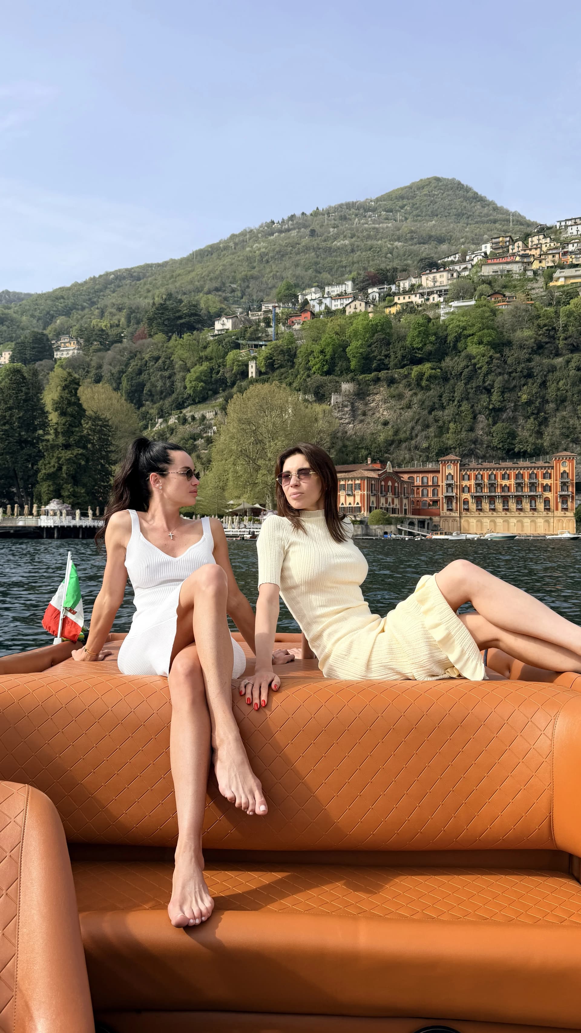Relaxing moment on board with Lake Como panorama